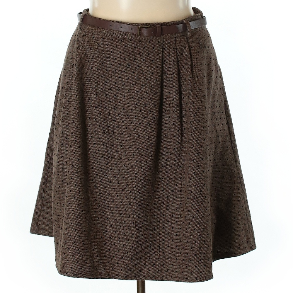 MODCLOTH a-line brown polka dot skirt